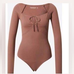 Abercrombie & Fitch XL Soft AF Bodysuit long sleeve keyhole terracotta